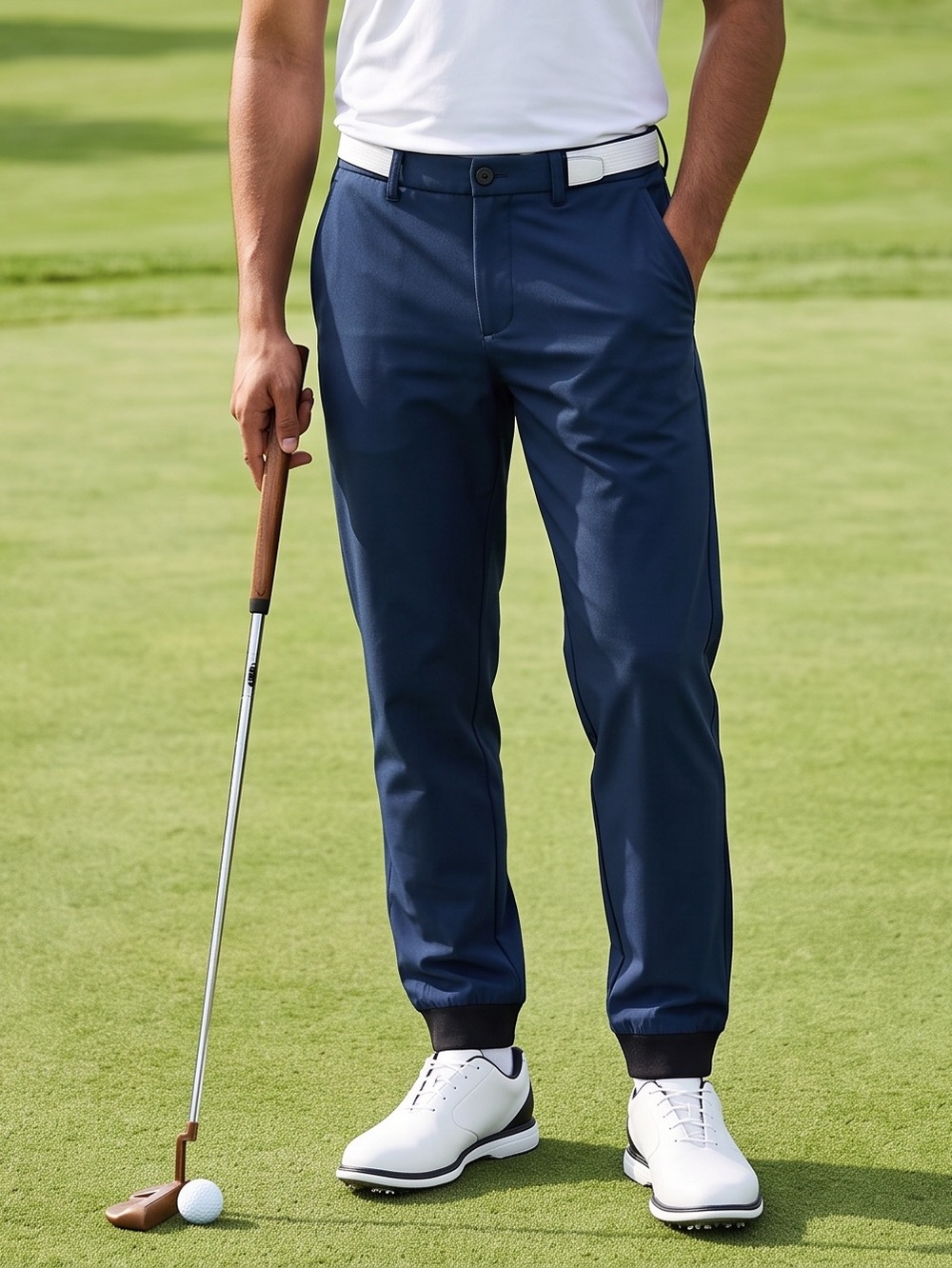Nike Men's Deep Navy Jogger Golf Performance Pants/BlackCuffs Size-38 GUC
